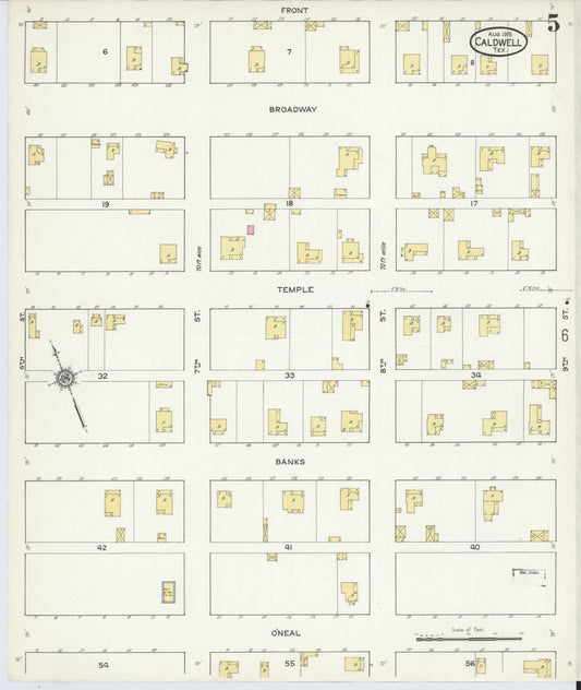 Sanborn Fire Insurance Map from Caldwell, Burleson County, Texas (1915), Sheet #0005 - Historic Sanborn Fire Insurance Map Print, vintage old map wall art, antique decor, genealogy gift, Texas Texas map