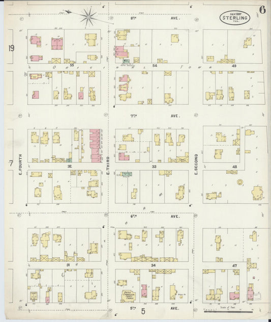 Sanborn Fire Insurance Map from Sterling, Whiteside County, Illinois (1897), Sheet #0006 - Historic Sanborn Fire Insurance Map Print, vintage old map wall art, antique decor, genealogy gift, Illinois Illinois map