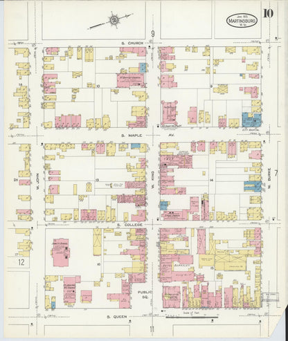 Sanborn Fire Insurance Map from Martinsburg, Berkeley County, West Virginia (1913), Sheet #0010 - Complete Map Set gallery image, historic Sanborn map, vintage wall art, West Virginia West Virginia