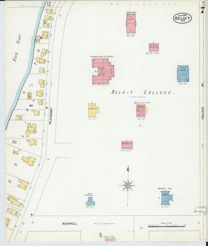 Sanborn Fire Insurance Map from Beloit, Rock County, Wisconsin (1902), Sheet #0007 - Historic Sanborn Fire Insurance Map Print, vintage old map wall art, antique decor, genealogy gift, Wisconsin Wisconsin map
