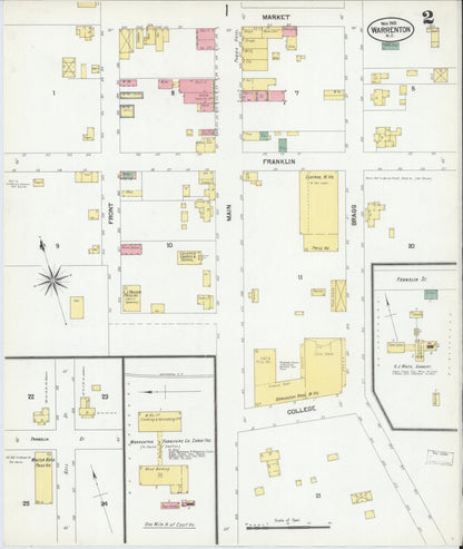Sanborn Fire Insurance Map from Warrenton, Warren County, North Carolina (1901), Sheet #0002 - Complete Map Set gallery image, historic Sanborn map, vintage wall art, North Carolina North Carolina