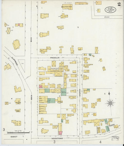 Sanborn Fire Insurance Map from Lenox, Berkshire County, Massachusetts (1898), Sheet #0002 - Complete Map Set gallery image, historic Sanborn map, vintage wall art, Massachusetts Massachusetts