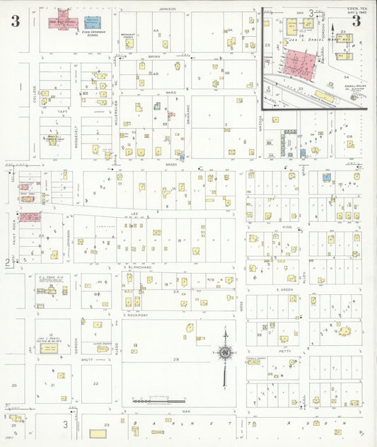Sanborn Fire Insurance Map from Eden, Concho County, Texas (1940), Sheet #0003 - Historic Sanborn Fire Insurance Map Print, vintage old map wall art, antique decor, genealogy gift, Texas Texas map