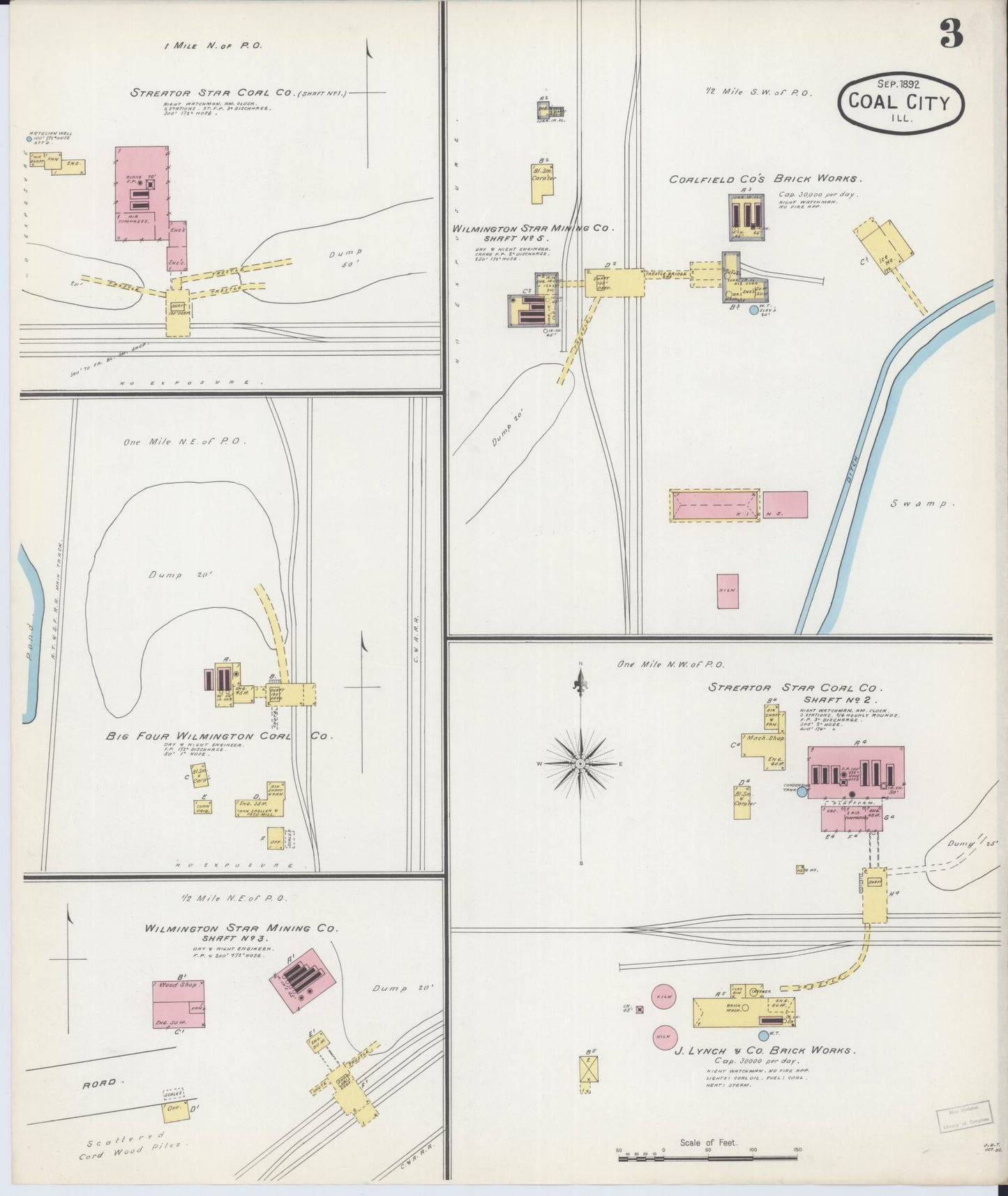 Sanborn Fire Insurance Map from Coal City, Grundy County, Illinois (1892), Sheet #0003 - Complete Map Set gallery image, historic Sanborn map, vintage wall art, Illinois Illinois