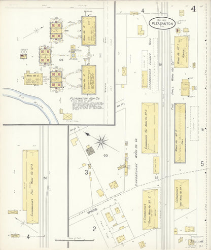 Sanborn Fire Insurance Map from Pleasanton, Alameda County, California (1903), Sheet #0004 - Complete Map Set gallery image, historic Sanborn map, vintage wall art, California California