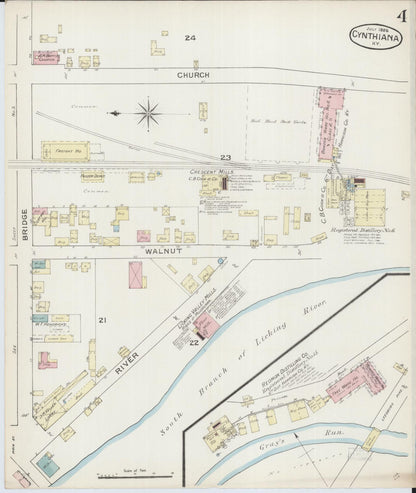 Sanborn Fire Insurance Map from Cynthiana, Harrison County, Kentucky (1886), Sheet #0004 - Complete Map Set gallery image, historic Sanborn map, vintage wall art, Kentucky Kentucky