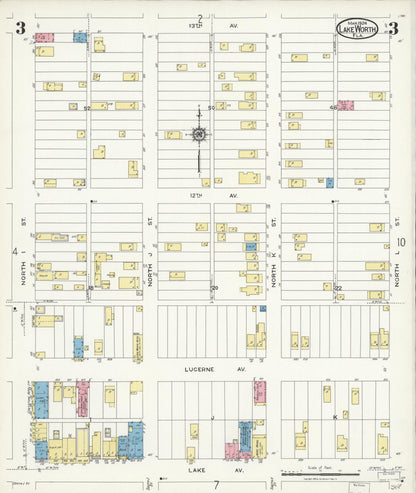 Sanborn Fire Insurance Map from Lake Worth, Palm Beach County, Florida (1924), Sheet #0003 - Complete Map Set gallery image, historic Sanborn map, vintage wall art, Florida Florida