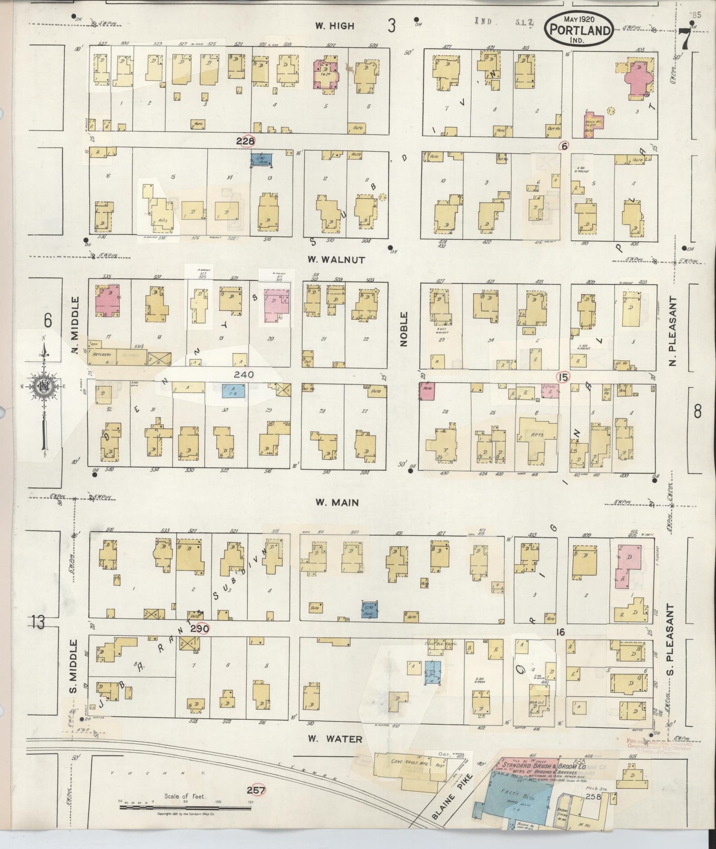 Sanborn Fire Insurance Map from Portland, Jay County, Indiana (1946), Sheet #0007 - Complete Map Set gallery image, historic Sanborn map, vintage wall art, Indiana Indiana