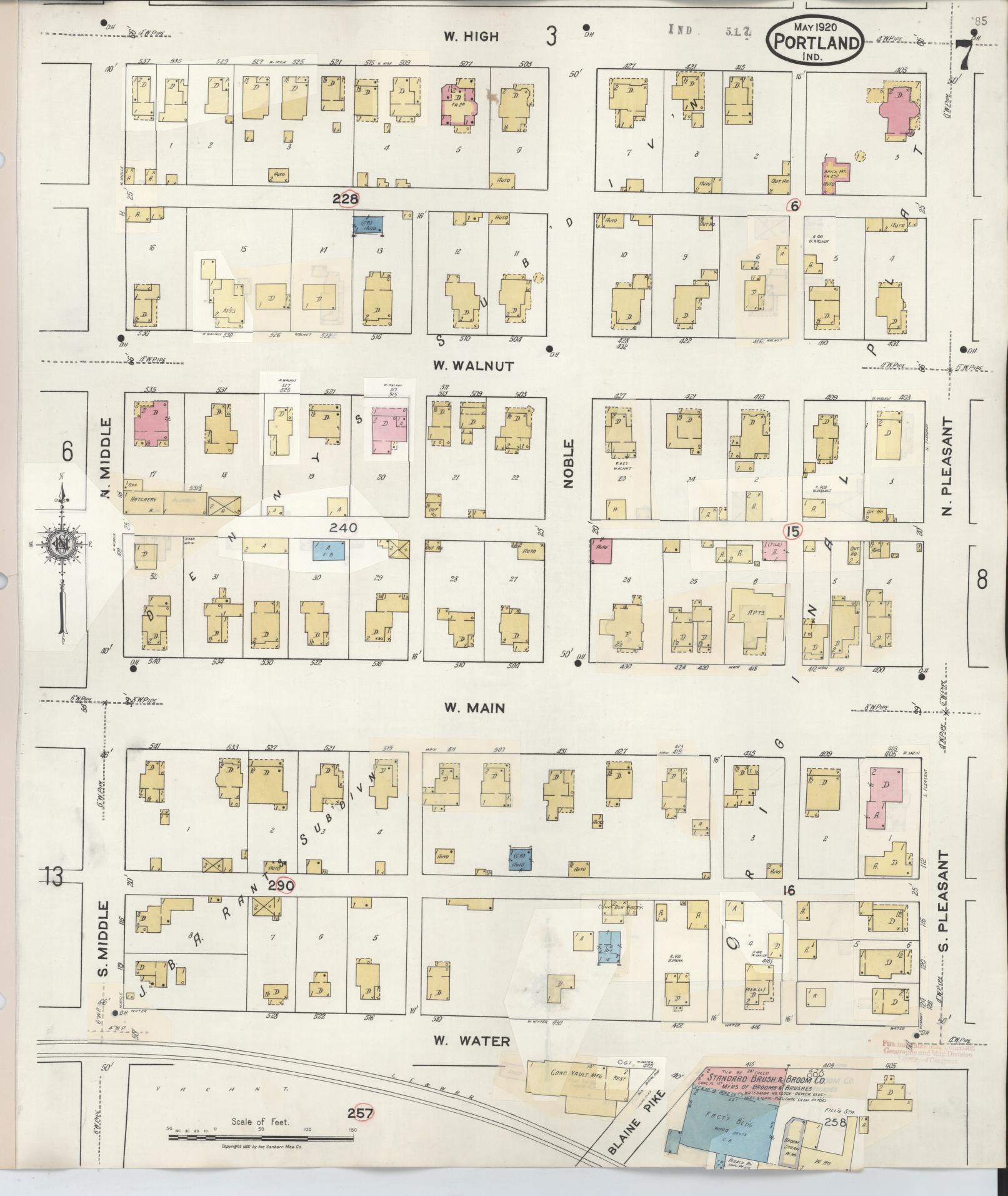 Sanborn Fire Insurance Map from Portland, Jay County, Indiana (1946), Sheet #0007 - Complete Map Set gallery image, historic Sanborn map, vintage wall art, Indiana Indiana