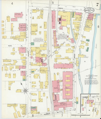 Sanborn Fire Insurance Map from Naugatuck, New Haven County, Connecticut (1904), Sheet #0007 - Complete Map Set gallery image, historic Sanborn map, vintage wall art, Connecticut Connecticut