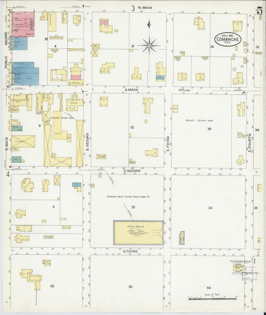 Sanborn Fire Insurance Map from Comanche, Comanche County, Texas (1908), Sheet #0005 - Historic Sanborn Fire Insurance Map Print, vintage old map wall art, antique decor, genealogy gift, Texas Texas map