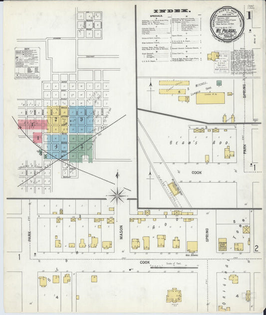 Sanborn Fire Insurance Map from Mount Pulaski, Logan County, Illinois (1900), Sheet #0001 - Complete Map Set gallery image, historic Sanborn map, vintage wall art, Illinois Illinois