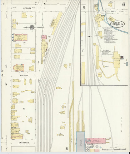 Sanborn Fire Insurance Map from Emporium, Cameron County, Pennsylvania (1909), Sheet #0006 - Complete Map Set gallery image, historic Sanborn map, vintage wall art, Pennsylvania Pennsylvania