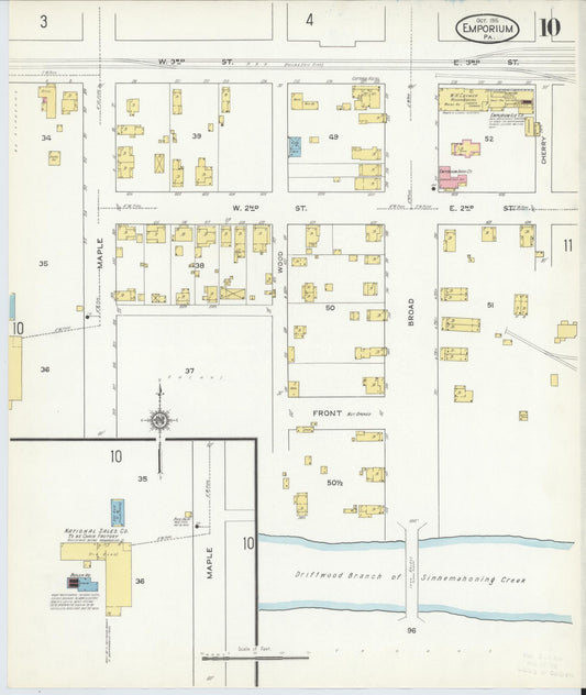 Sanborn Fire Insurance Map from Emporium, Cameron County, Pennsylvania (1915), Sheet #0010 - Historic Sanborn Fire Insurance Map Print, vintage old map wall art, antique decor, genealogy gift, Pennsylvania Pennsylvania map