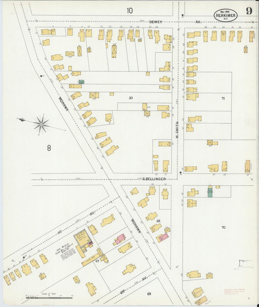 Sanborn Fire Insurance Map from Herkimer, Herkimer County, New York (1900), Sheet #0009 - Historic Sanborn Fire Insurance Map Print, vintage old map wall art, antique decor, genealogy gift, New York New York map