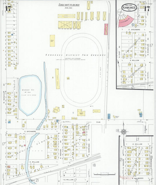 Sanborn Fire Insurance Map from Kankakee, Kankakee County, Illinois (1930), Sheet #0017 - Historic Sanborn Fire Insurance Map Print, vintage old map wall art, antique decor, genealogy gift, Illinois Illinois map