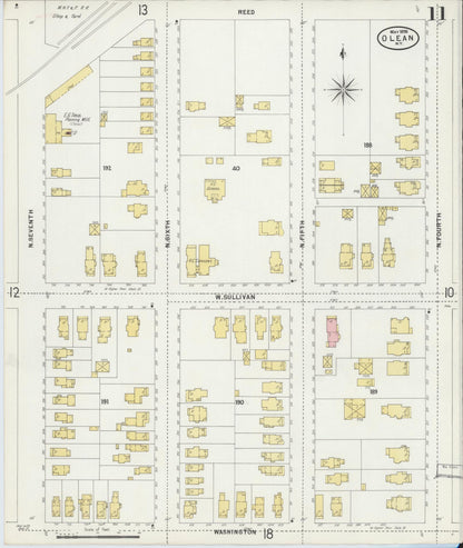 Sanborn Fire Insurance Map from Olean, Cattaraugus County, New York (1898), Sheet #0011 - Complete Map Set gallery image, historic Sanborn map, vintage wall art, New York New York