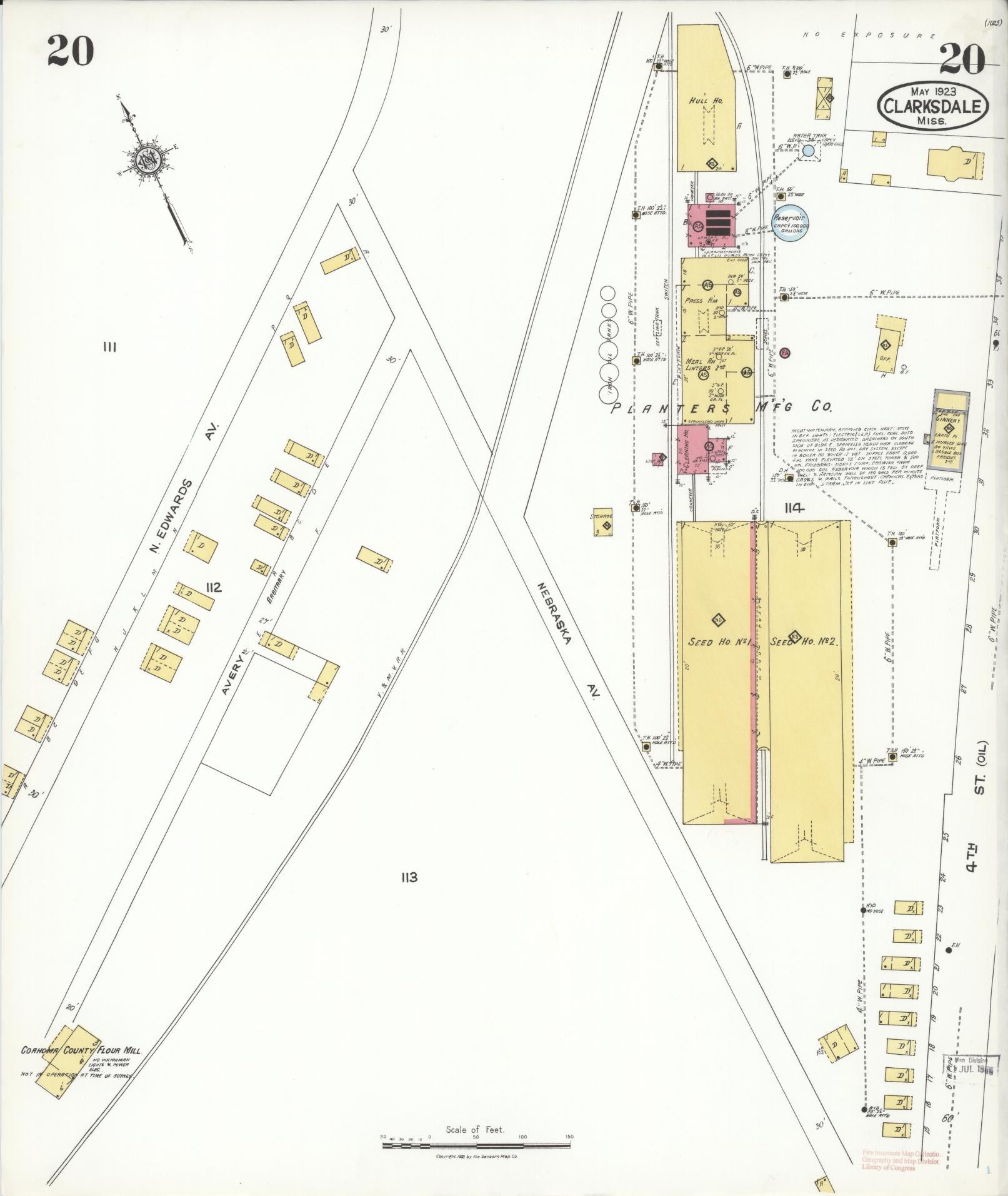 Sanborn Fire Insurance Map from Clarksdale, Coahoma County, Mississippi (1923), Sheet #0020 - Complete Map Set gallery image, historic Sanborn map, vintage wall art, Mississippi Mississippi