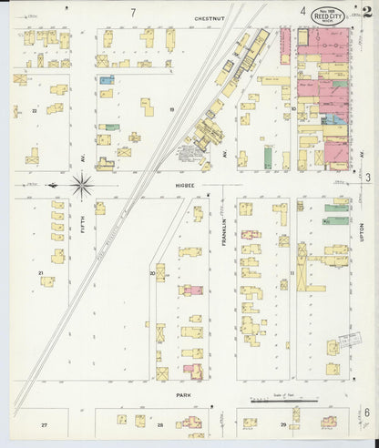 Sanborn Fire Insurance Map from Reed City, Osceola County, Michigan (1908), Sheet #0002 - Historic Sanborn Fire Insurance Map Print, vintage old map wall art, antique decor, genealogy gift, Michigan Michigan map