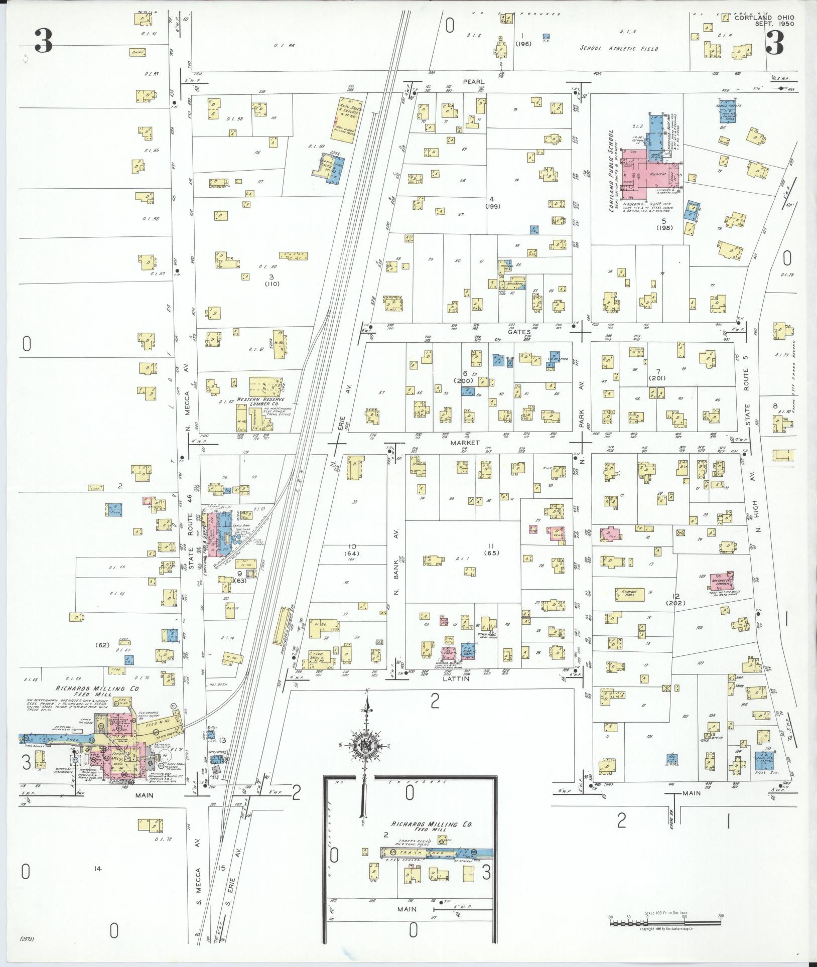 Sanborn Fire Insurance Map from Cortland, Trumbull County, Ohio (1950), Sheet #0003 - Complete Map Set gallery image, historic Sanborn map, vintage wall art, Ohio Ohio