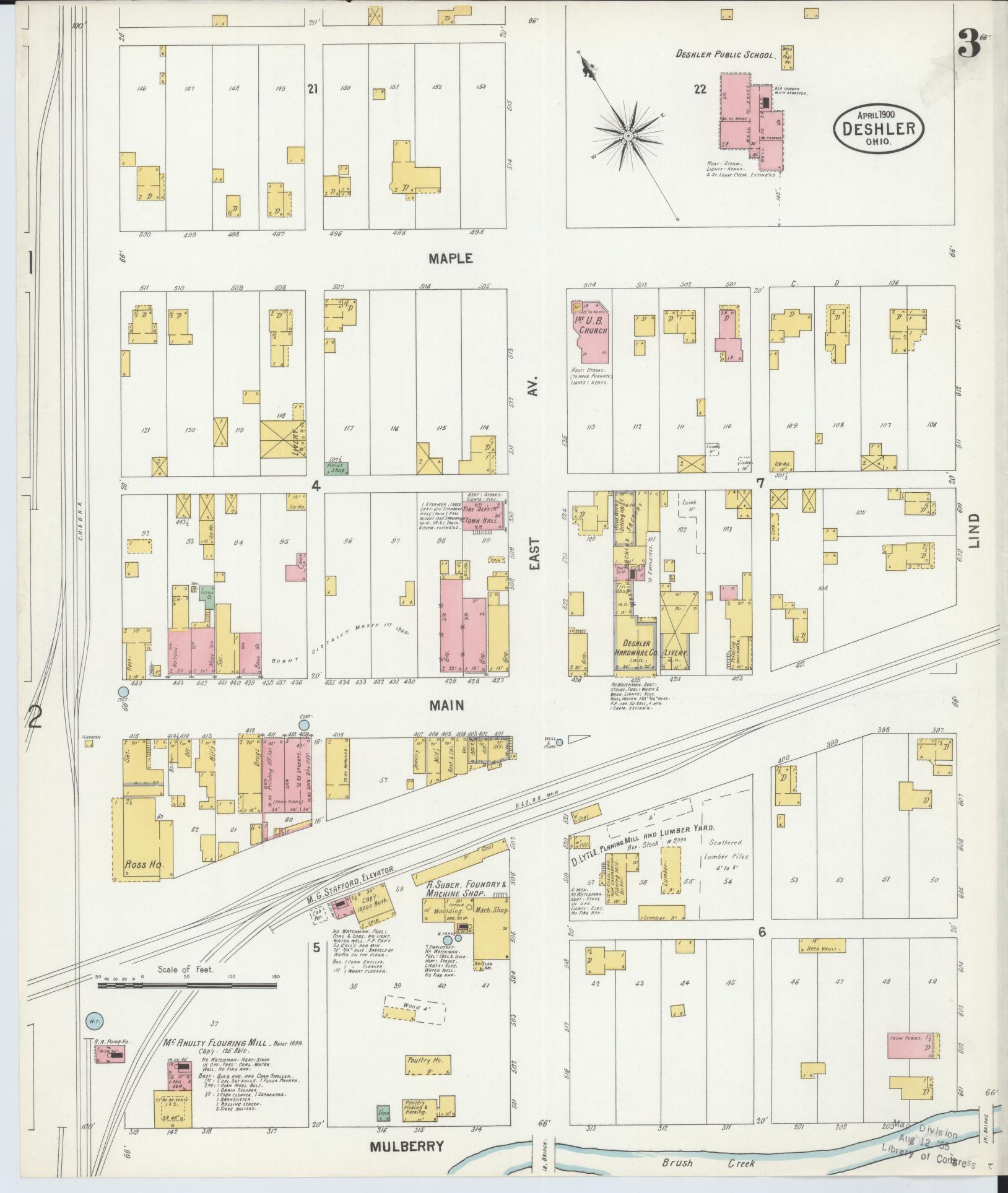 Sanborn Fire Insurance Map from Deshler, Henry County, Ohio (1900), Sheet #0003 - Historic Sanborn Fire Insurance Map Print, vintage old map wall art, antique decor, genealogy gift, Ohio Ohio map