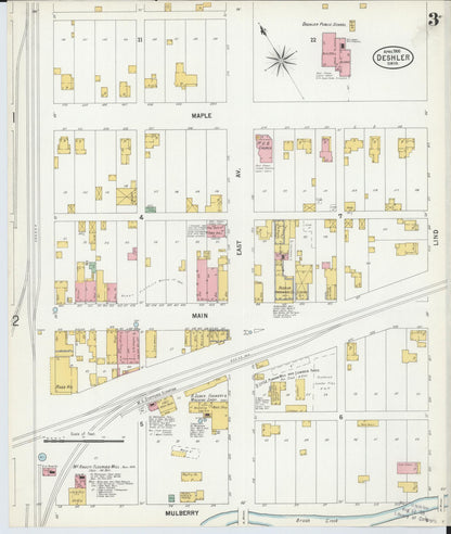 Sanborn Fire Insurance Map from Deshler, Henry County, Ohio (1900), Sheet #0003 - Historic Sanborn Fire Insurance Map Print, vintage old map wall art, antique decor, genealogy gift, Ohio Ohio map