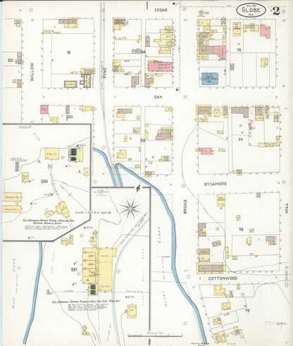 Sanborn Fire Insurance Map from Globe, Gila County, Arizona (1901), Sheet #0002 - Complete Map Set gallery image, historic Sanborn map, vintage wall art, Arizona Arizona