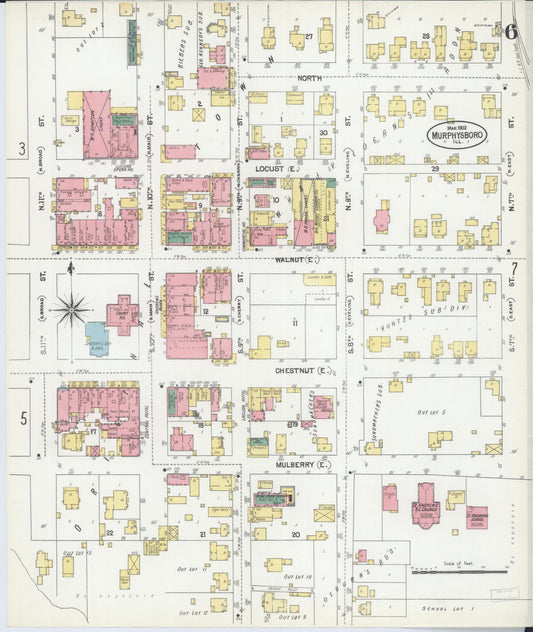 Sanborn Fire Insurance Map from Murphysboro, Jackson County, Illinois (1902), Sheet #0006 - Historic Sanborn Fire Insurance Map Print, vintage old map wall art, antique decor, genealogy gift, Illinois Illinois map