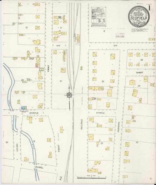 Sanborn Fire Insurance Map from Scofield, Carbon County, Utah (1913), Sheet #0001 - Complete Map Set gallery image, historic Sanborn map, vintage wall art, Utah Utah