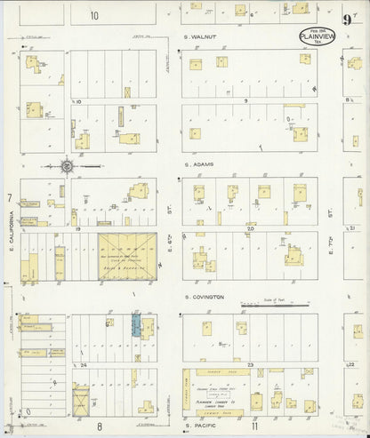 Sanborn Fire Insurance Map from Plainview, Hale County, Texas (1914), Sheet #0009 - Complete Map Set gallery image, historic Sanborn map, vintage wall art, Texas Texas