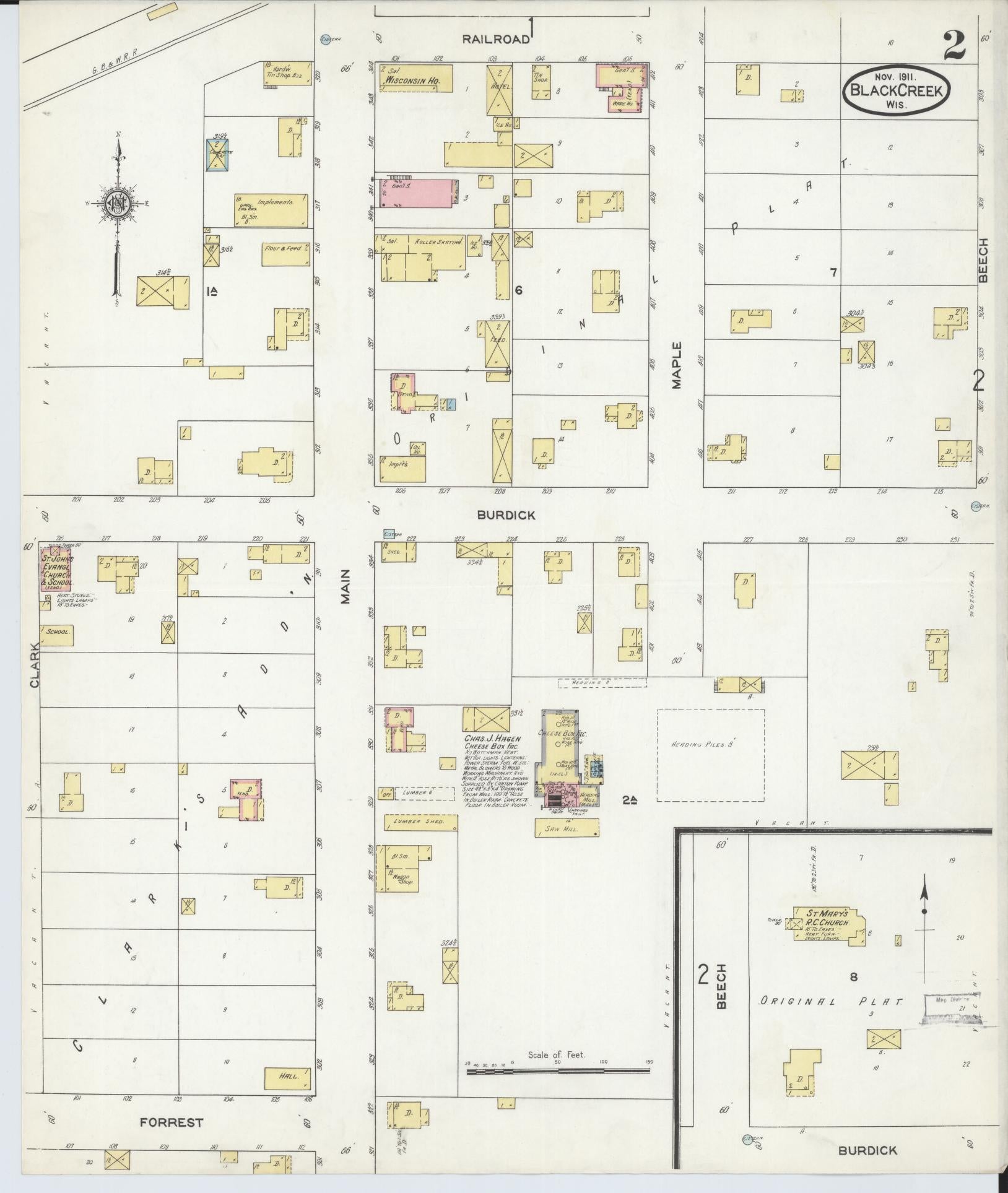 Sanborn Fire Insurance Map from Black Creek, Outagamie County, Wisconsin (1911), Sheet #0002 - Historic Sanborn Fire Insurance Map Print, vintage old map wall art, antique decor, genealogy gift, Wisconsin Wisconsin map