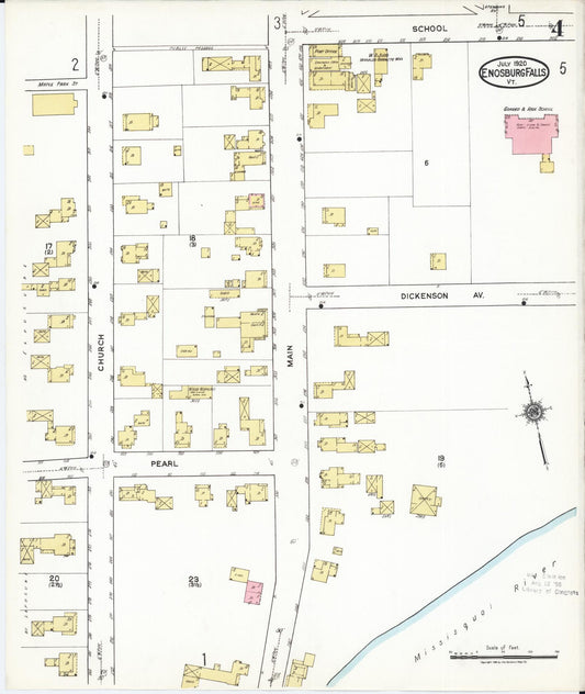 Sanborn Fire Insurance Map from Enosburg Falls, Franklin County, Vermont (1920), Sheet #0004 - Historic Sanborn Fire Insurance Map Print, vintage old map wall art, antique decor, genealogy gift, Vermont Vermont map