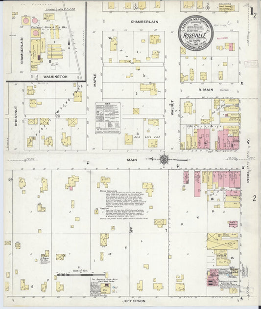 Sanborn Fire Insurance Map from Roseville, Warren County, Illinois (1910), Sheet #0001 - Historic Sanborn Fire Insurance Map Print, vintage old map wall art, antique decor, genealogy gift, Illinois Illinois map
