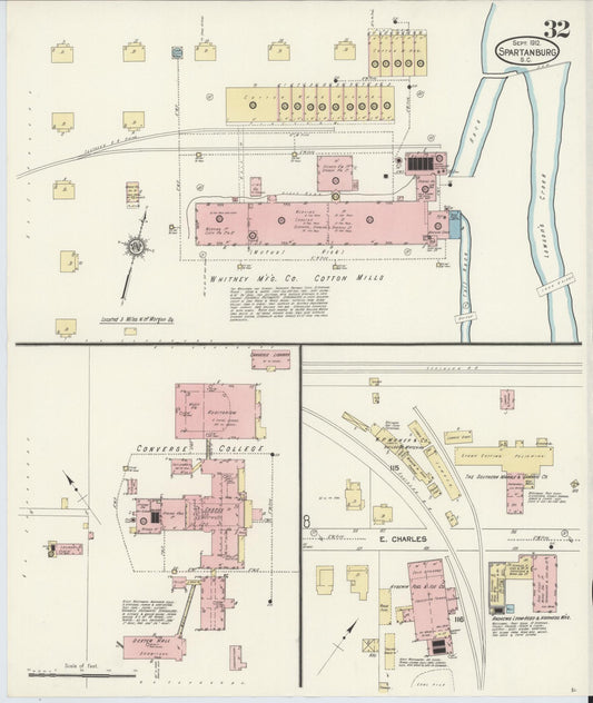 Sanborn Fire Insurance Map from Spartanburg, Spartanburg County, South Carolina (1912), Sheet #0032 - Historic Sanborn Fire Insurance Map Print, vintage old map wall art, antique decor, genealogy gift, South Carolina South Carolina map
