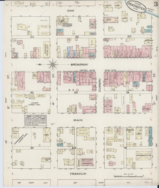 Sanborn Fire Insurance Map from Rochester, Olmsted County, Minnesota (1884), Sheet #0003 - Historic Sanborn Fire Insurance Map Print, vintage old map wall art, antique decor, genealogy gift, Minnesota Minnesota map