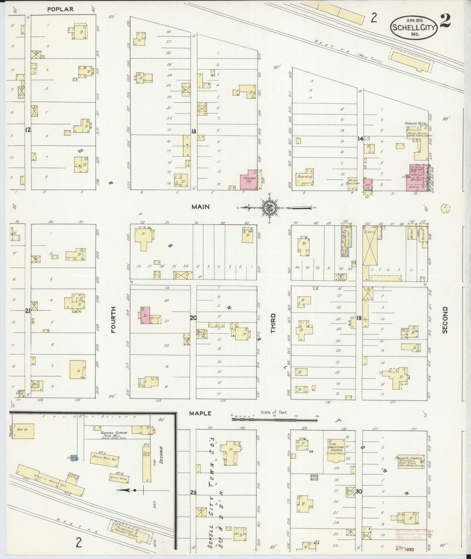 Sanborn Fire Insurance Map from Schell City, Vernon County, Missouri (1914), Sheet #0002 - Historic Sanborn Fire Insurance Map Print, vintage old map wall art, antique decor, genealogy gift, Missouri Missouri map