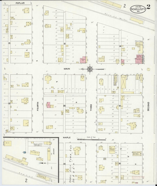 Sanborn Fire Insurance Map from Schell City, Vernon County, Missouri (1914), Sheet #0002 - Historic Sanborn Fire Insurance Map Print, vintage old map wall art, antique decor, genealogy gift, Missouri Missouri map