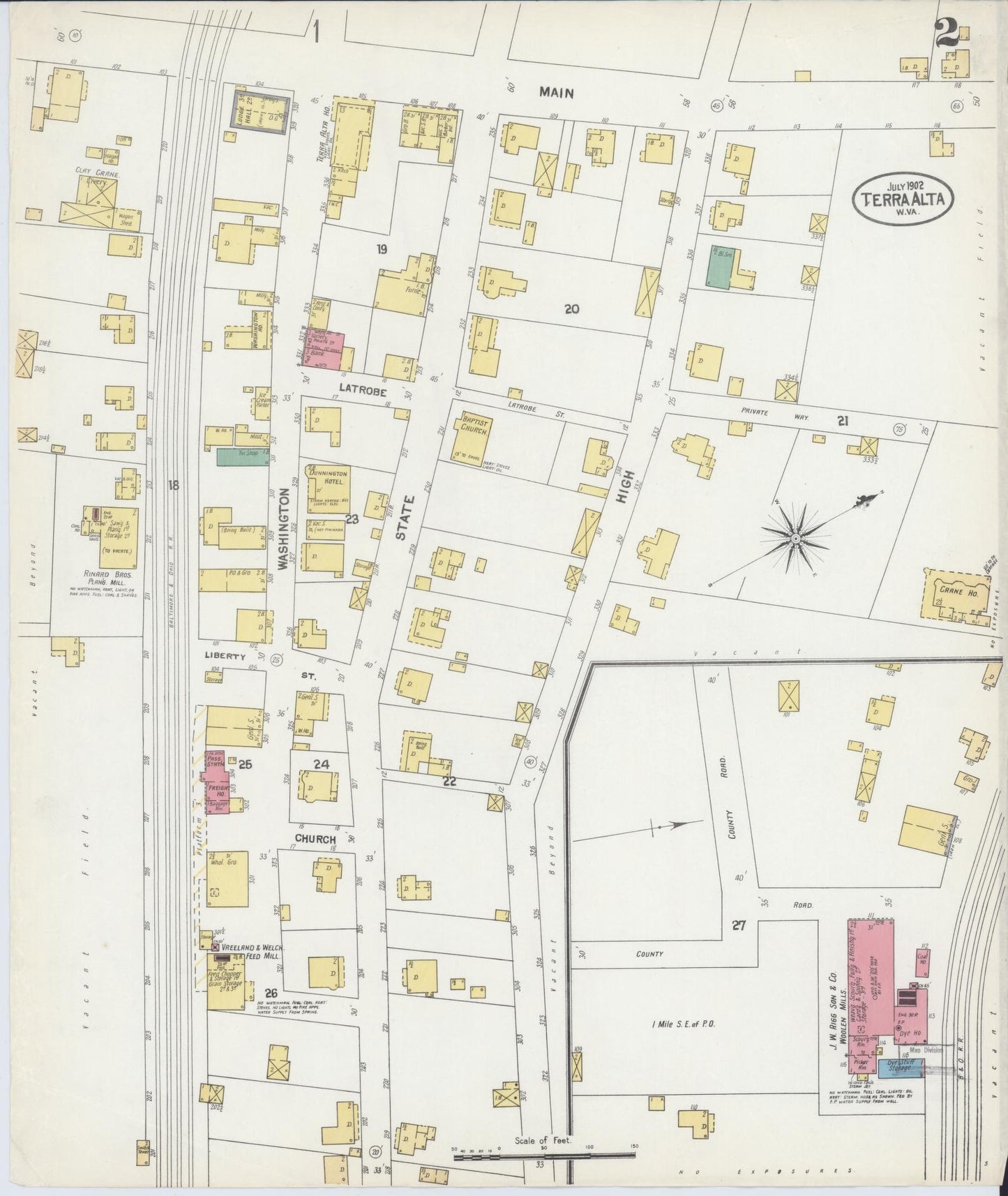 Sanborn Fire Insurance Map from Terra Alta, Preston County, West Virginia (1902), Sheet #0002 - Complete Map Set gallery image, historic Sanborn map, vintage wall art, West Virginia West Virginia
