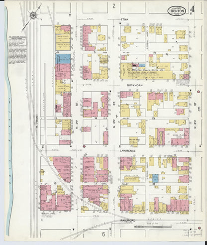 Sanborn Fire Insurance Map from Ironton, Lawrence County, Ohio (1916), Sheet #0004 - Historic Sanborn Fire Insurance Map Print, vintage old map wall art, antique decor, genealogy gift, Ohio Ohio map