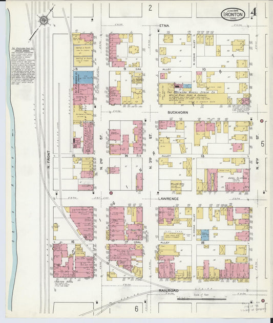 Sanborn Fire Insurance Map from Ironton, Lawrence County, Ohio (1916), Sheet #0004 - Historic Sanborn Fire Insurance Map Print, vintage old map wall art, antique decor, genealogy gift, Ohio Ohio map
