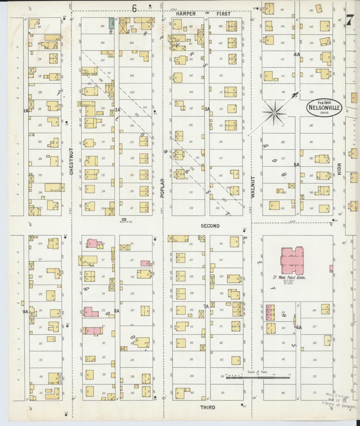 Sanborn Fire Insurance Map from Nelsonville, Athens County, Ohio (1900), Sheet #0007 - Complete Map Set gallery image, historic Sanborn map, vintage wall art, Ohio Ohio
