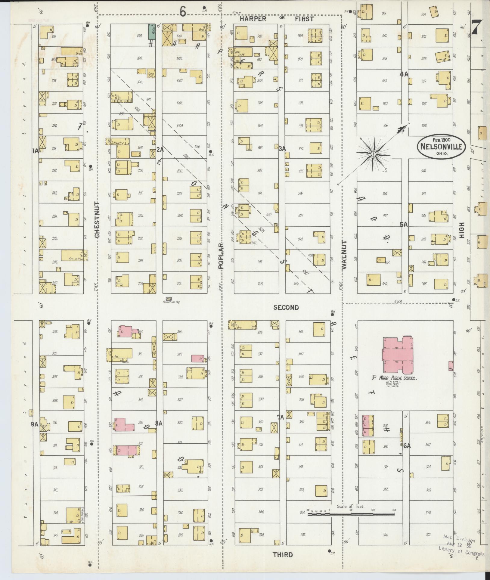 Sanborn Fire Insurance Map from Nelsonville, Athens County, Ohio (1900), Sheet #0007 - Complete Map Set gallery image, historic Sanborn map, vintage wall art, Ohio Ohio