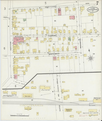 Sanborn Fire Insurance Map from Saugerties, Ulster County, New York (1898), Sheet #0007 - Historic Sanborn Fire Insurance Map Print, vintage old map wall art, antique decor, genealogy gift, New York New York map