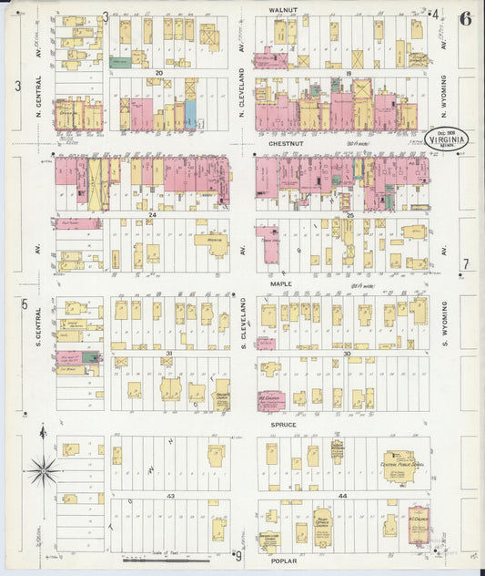 Sanborn Fire Insurance Map from Virginia, Saint Louis County, Minnesota (1908), Sheet #0006 - Historic Sanborn Fire Insurance Map Print, vintage old map wall art, antique decor, genealogy gift, Minnesota Minnesota map