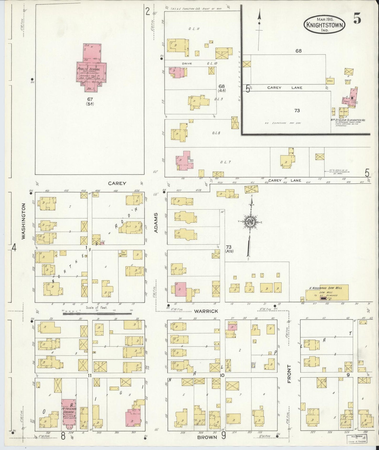 Sanborn Fire Insurance Map from Knightstown, Henry County, Indiana (1916), Sheet #0005 - Complete Map Set gallery image, historic Sanborn map, vintage wall art, Indiana Indiana