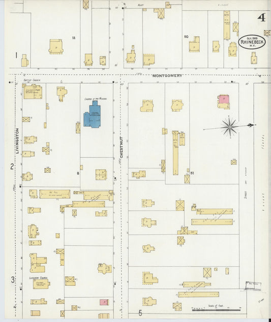Sanborn Fire Insurance Map from Rhinebeck, Dutchess County, New York (1905), Sheet #0004 - Historic Sanborn Fire Insurance Map Print, vintage old map wall art, antique decor, genealogy gift, New York New York map