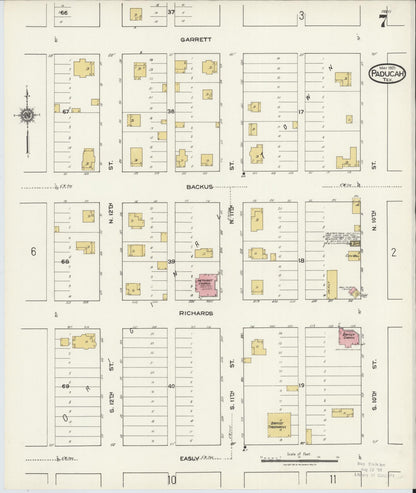 Sanborn Fire Insurance Map from Paducah, Cottle County, Texas (1921), Sheet #0007 - Complete Map Set gallery image, historic Sanborn map, vintage wall art, Texas Texas