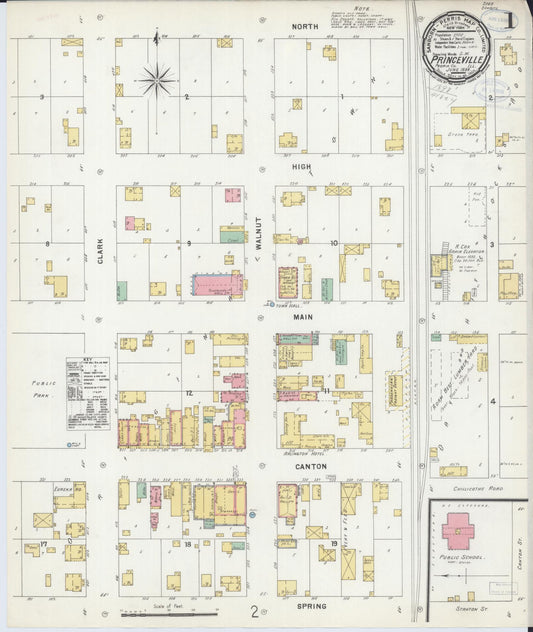 Sanborn Fire Insurance Map from Princeville, Peoria County, Illinois (1898), Sheet #0001 - Complete Map Set gallery image, historic Sanborn map, vintage wall art, Illinois Illinois