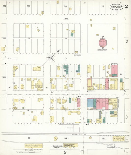Sanborn Fire Insurance Map from Ritzville, Adams County, Washington (1902), Sheet #0002 - Historic Sanborn Fire Insurance Map Print, vintage old map wall art, antique decor, genealogy gift, Washington Washington map