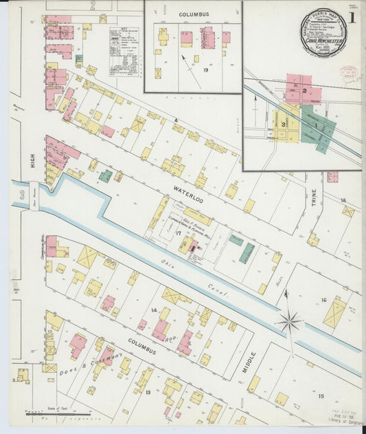 Sanborn Fire Insurance Map from Canal Winchester, Franklin County, Ohio (1895), Sheet #0001 - Historic Sanborn Fire Insurance Map Print, vintage old map wall art, antique decor, genealogy gift, Ohio Ohio map